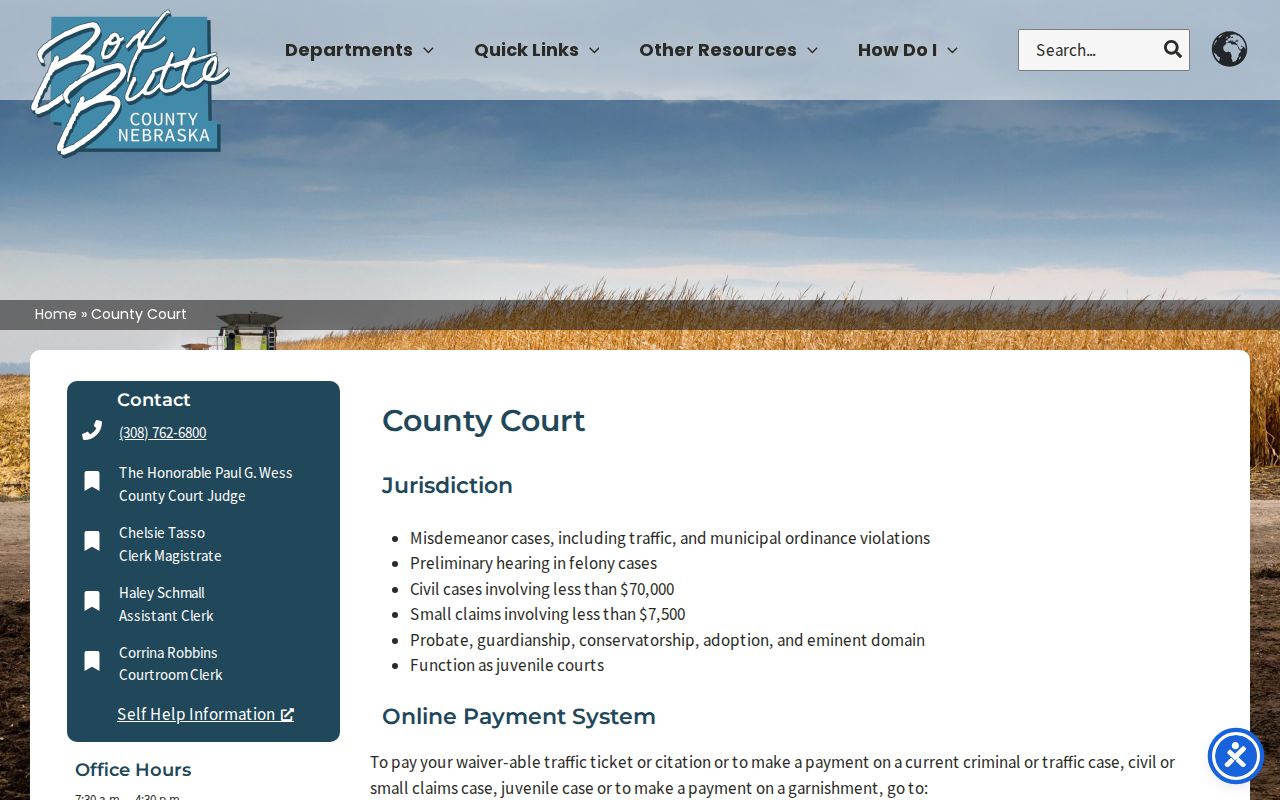 Box Butte County warrant records County Court contact and jurisdiction