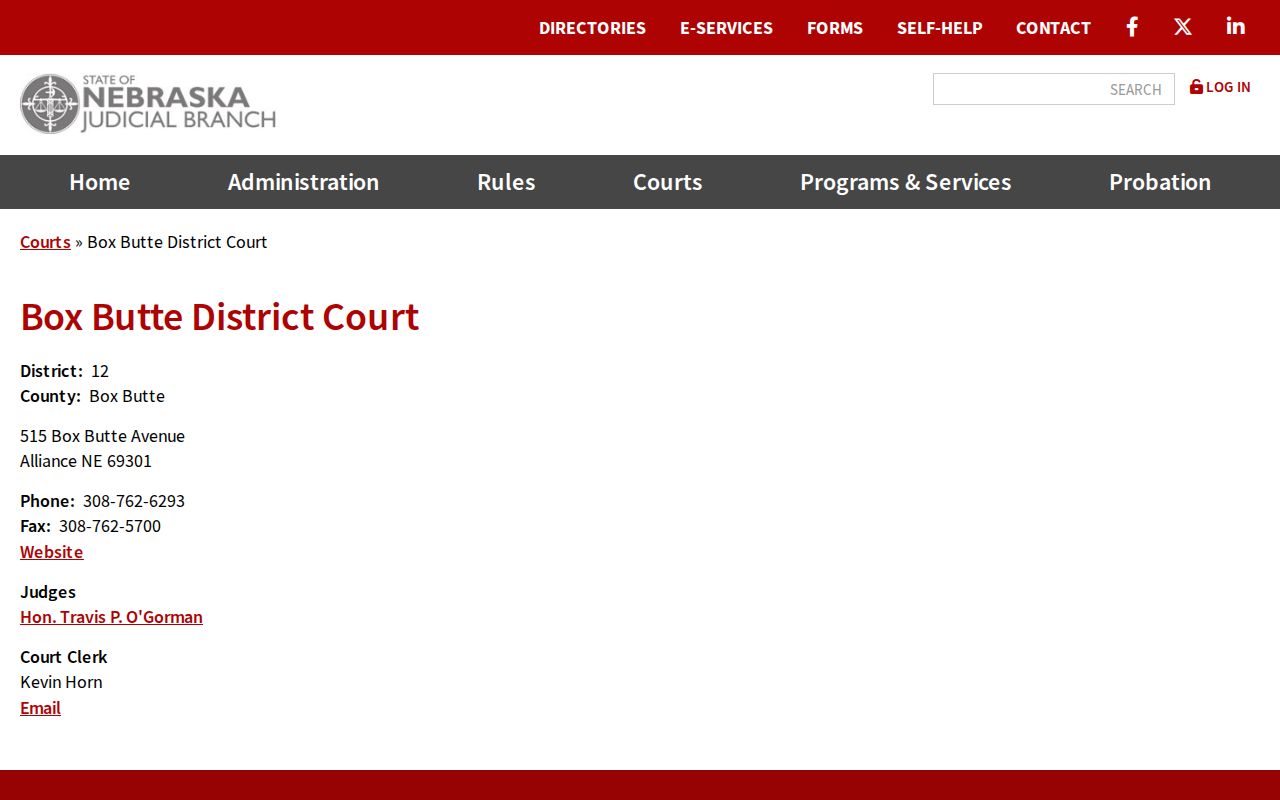 Box Butte County District Court for county warrant records routing