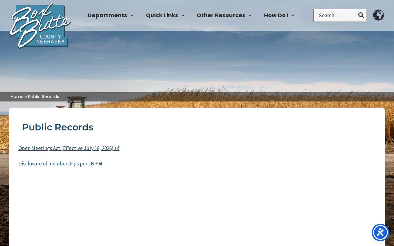 Box Butte County public records route for warrant information requests