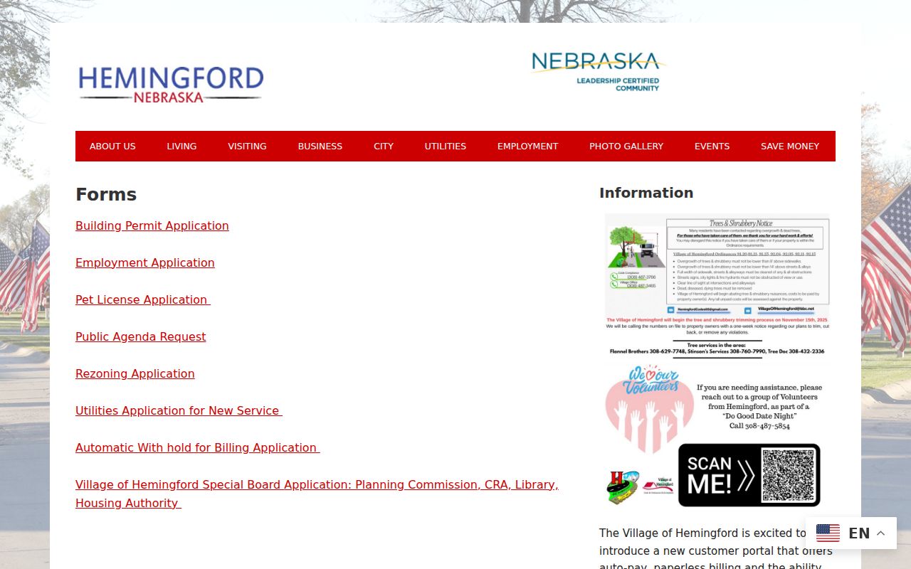 Hemingford forms index checked for city warrant records