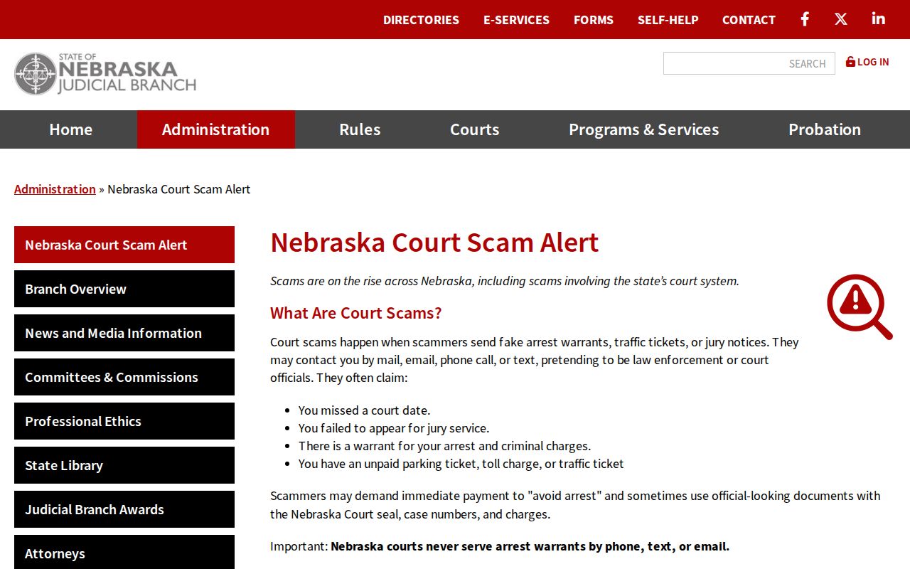 Nebraska scam warning for Box Butte County active warrant questions